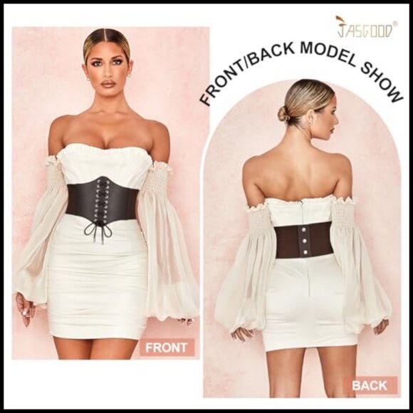 Retro Lace-Up Waist Corset Belt Faux Leather Cinch Vintage Costume Accessory